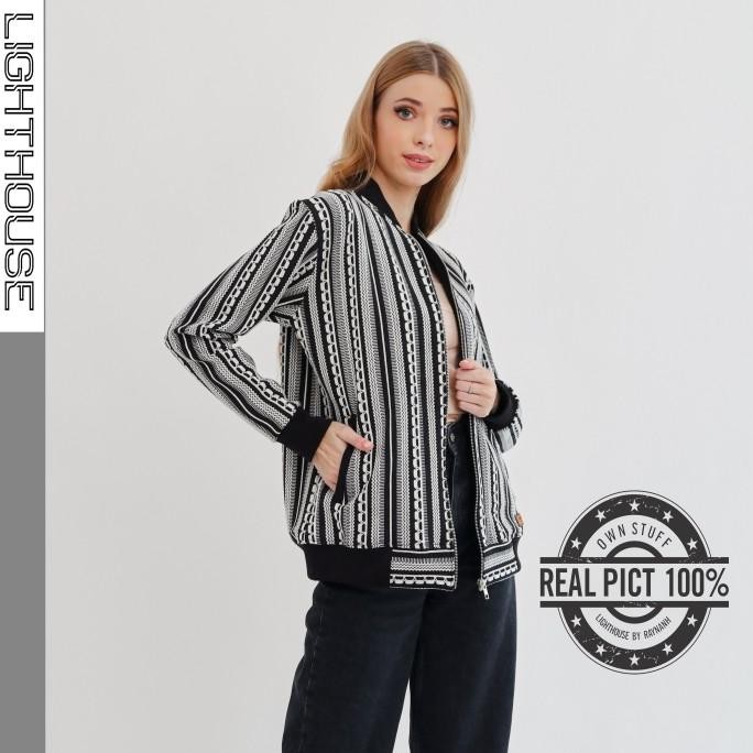 BOMBER BY RAYNANH - JAKET BOMBER WANITA MOTIF