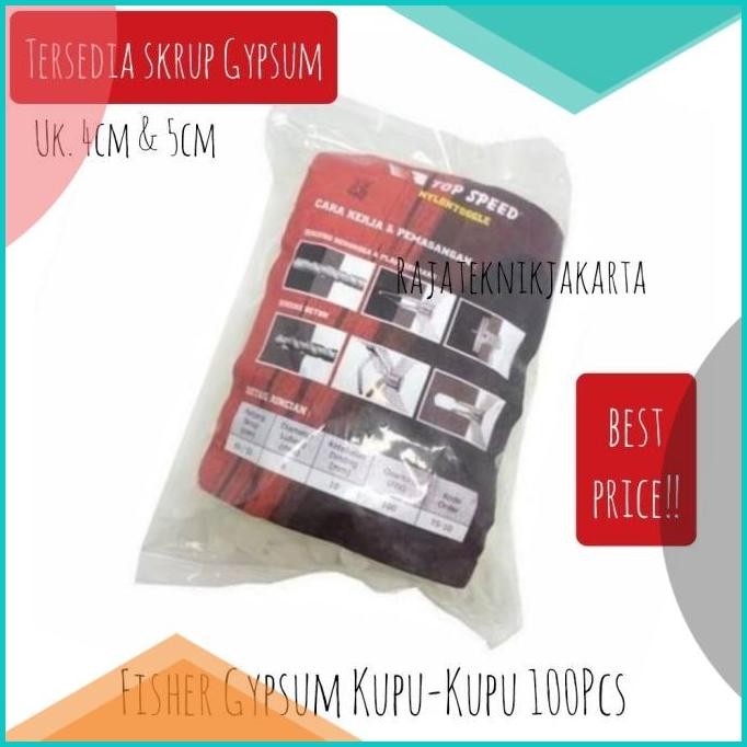 Fisher Fiser Viser Gypsum Gipsum Kupu Kupu Isi 100 Pcs / Skrup 4cm 5c