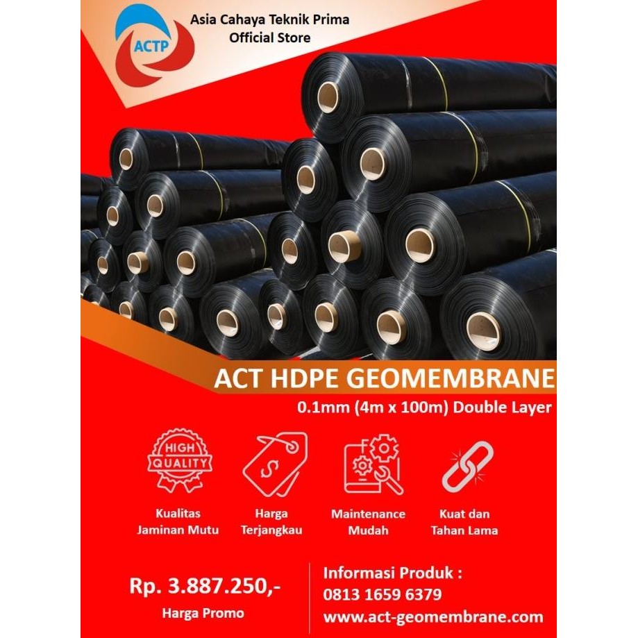 GEOMEMBRANE 0.1 MILIMETER MERK ACT IMPORT (L 4M X 100M) DOUBLE LAYER