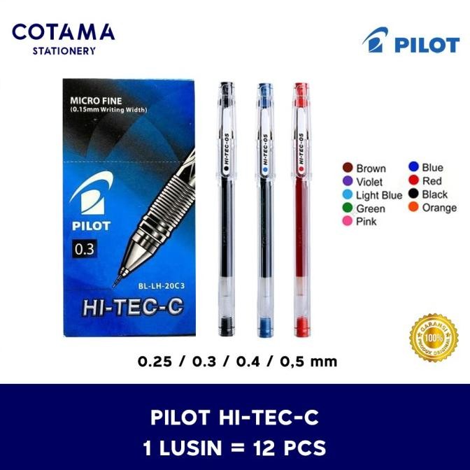 

BEBAS ONGKIR - Pulpen Pilot Hitec C / Pen Hi-tec 0.25/0.3/0.4/0.5 mm - 1 lusin isi 12 pcs