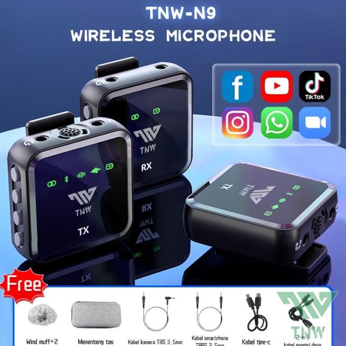 TNW-N9/N8 Wireless Microphone Mic Wireless Clip on Mikrofon Youtuber