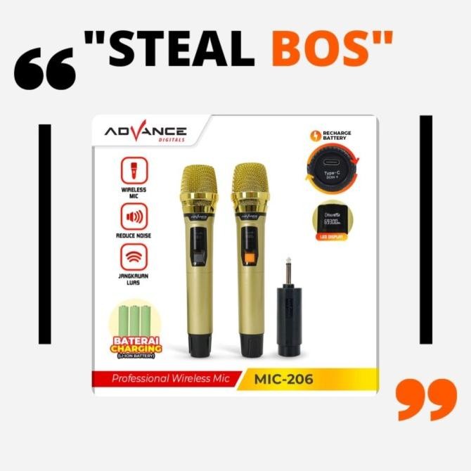advance mic wireless 206 microphone double wireless+receiver advance