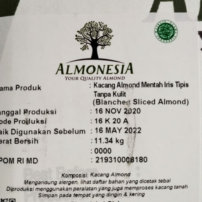 

Almond Slice Almonesia 1 Karton 11,34 Kg Terbaru