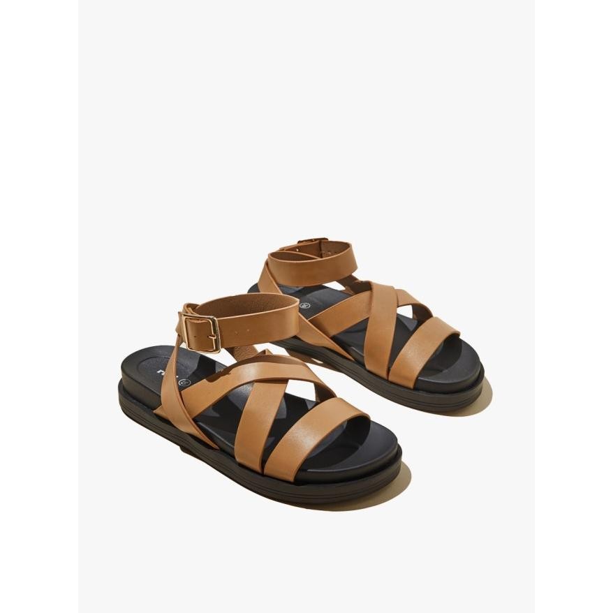Rubi - Sepatu Sandal Wanita - Isla Ankle Strap Sandal - Camel Pu