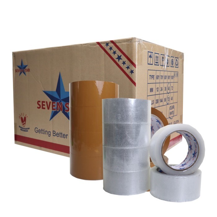 

Lakban Bening Coklat Seven Star 45Mm 90Yd 2Inch 72Pcs 1 Box 1 Dus Promo