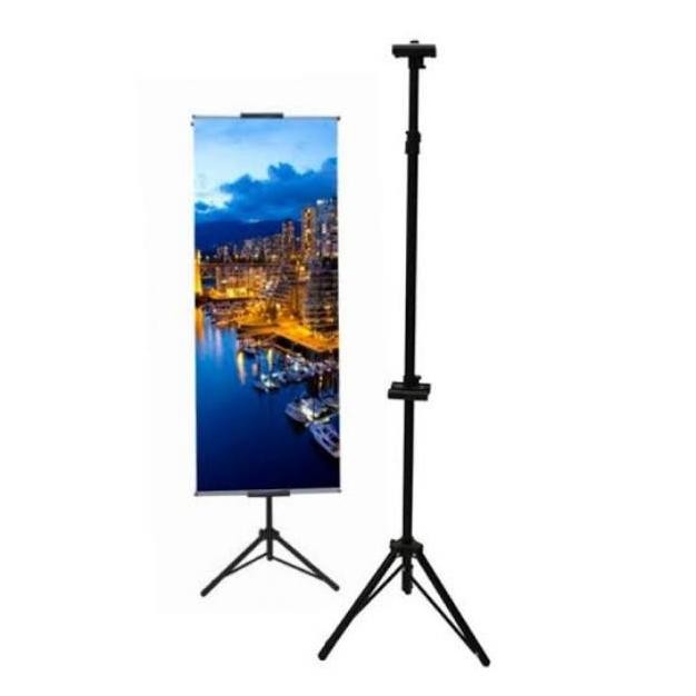 PROMOOO- TRIPOD BANNER / TRIPOD STAND BANNER / TRIPOD BANNER 2 SISI DISPLAY
