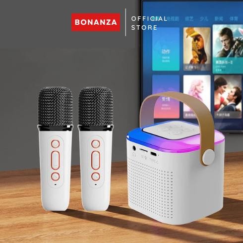 2 Mic Speaker Bluetooth Mini Karaoke Set Wireless Tanpa Kabel