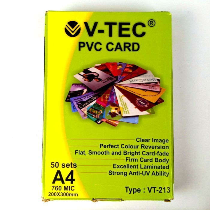 

V-Tec Kertas Pvc Card Warna Putih Vt-213 A4 New