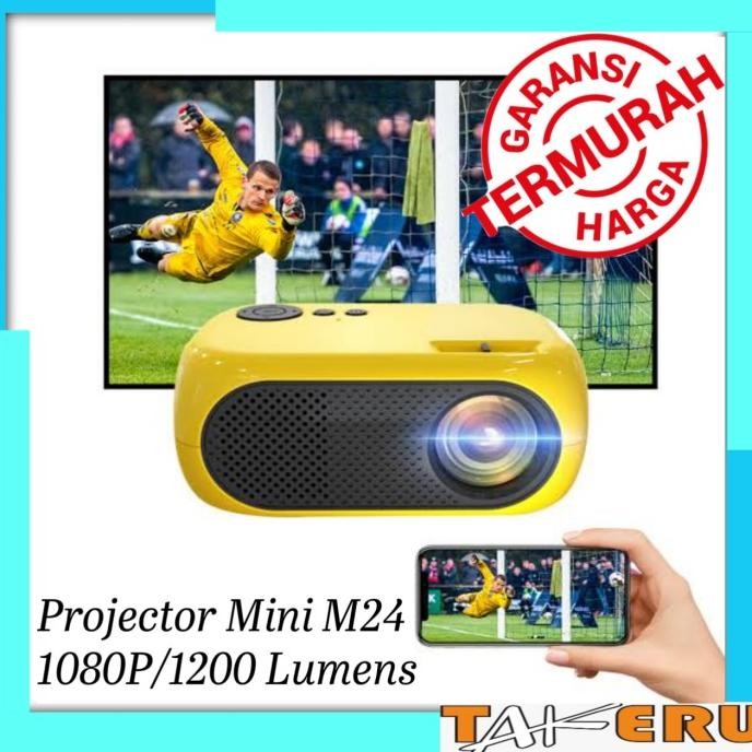 Projector Mini M24 Portable 1080P Proyektor 1200 Lumens Beamer 3D