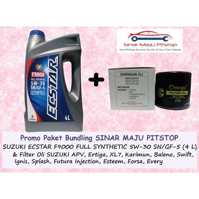Paket Oli Sgo Ecstar 5W-30 Sn & Filter Mobil Suzuki Apv & Ertiga & Xl7 Harga Spesial