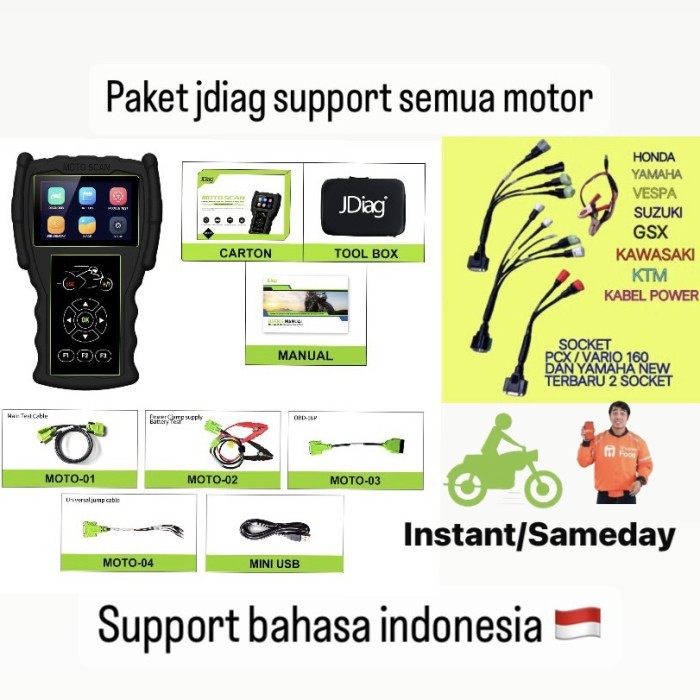 

Terlaris JDiag M100 PRO Motor Scanner Function Diagnostic Tool ECU CO Motor Injeksi M-100PRO Scanner