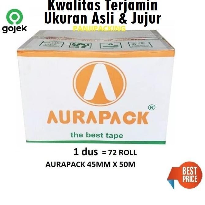 

Lakban Aurapack 1 Dus BENING/ COKLAT 45 mm X 50M 72 ROLL Murah Terbaik