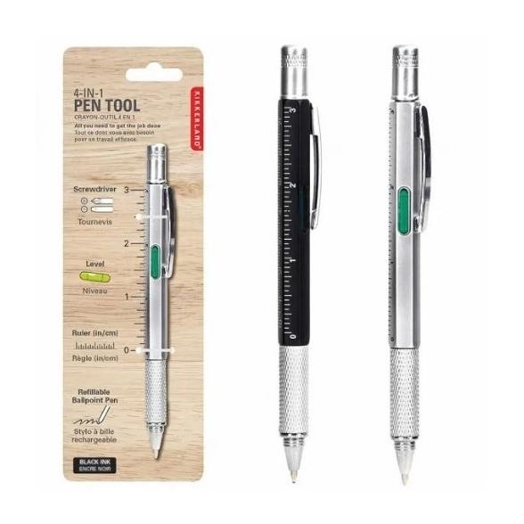 

termurah kikkerland 4 in 1 pen multi tool black/silver