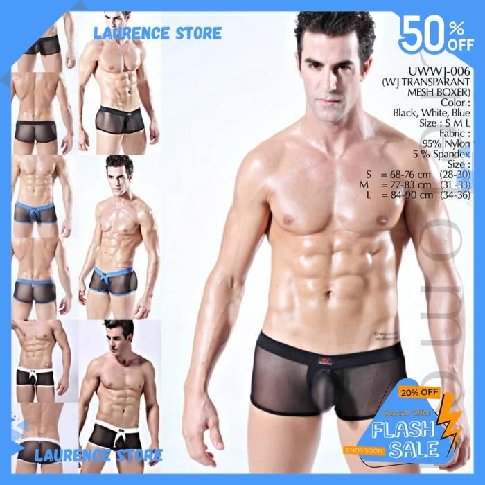CD BOXER IMPORT UWWJ-006 TRANSPARAN SEMPAK NYLON SPANDEX     BY LAURENCE STORE BEST BRAND