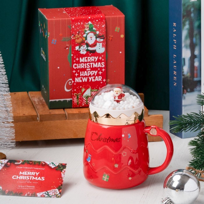 

NEW! PetiteMaison Snowy Christmas Mug / gelas minum keramik kado hampers natal - Merah Limited