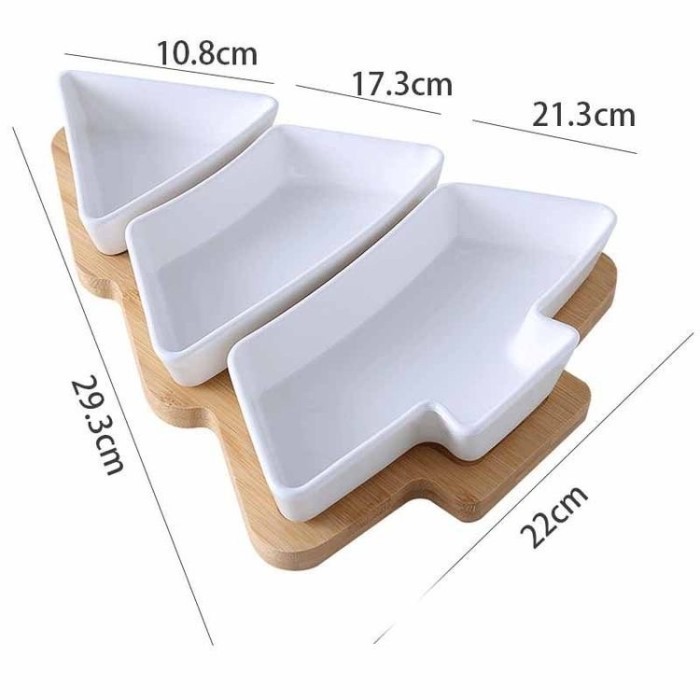 

NEW! Christmas tree plate piring snack salad pohon natal wooden tray - All white Limited