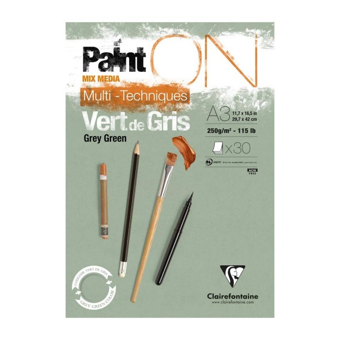 

Triyper Clairefontaine Paint On A3 Grey Green Mix Media Paper Pad