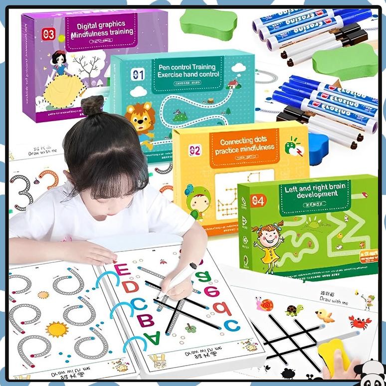 Sp - 136Pcs Magic Workbook Buku Anak 2 Tahun Worksheet Anak 2 Tahun Buku Wipe And Clean Buku Kasi An