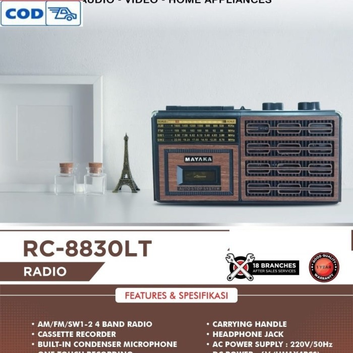 TERBARU Mayaka RC8830LT Radio Cassette Recorder AM/FM Radio Jadul