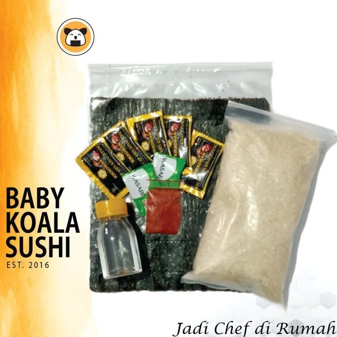

Paket 1 Bahan Dasar Sushi | Nori, Makisu, Beras, Cuka Seasoning, Shoyu
