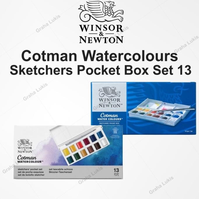 

WINSOR&NEWTON COTMAN WATER COLOURS SKETCHERS' POCKET BOX - 12 HALF PAN