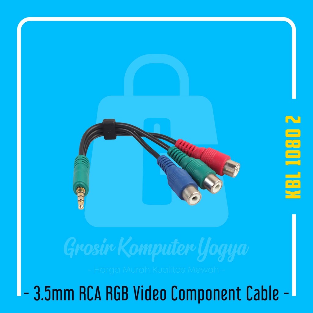 AUX Jack 3.5mm Male to RCA RGB Video Component Red Green Blue YPbPr Female Adapter Cable Kabel