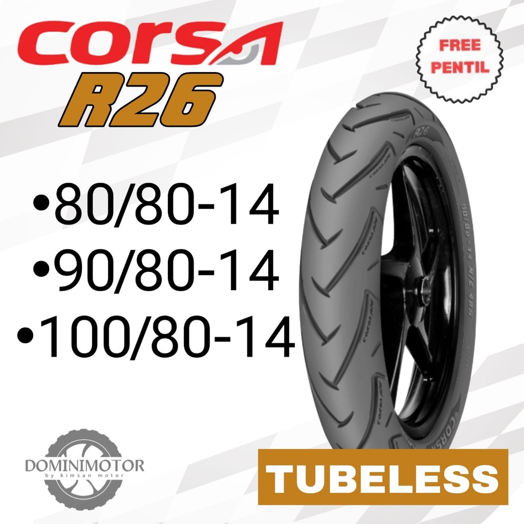 CORSA R26 Ban Motor Ring 14  80/80 90/80 100/80 Ban Ring 14 Ban Tubles Ban Corsa