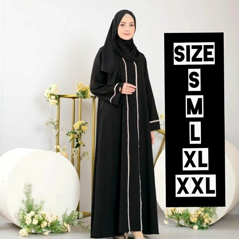 Baju Muslim Abaya Hitam Polos Jetblack Turkey Modern Baju Gamis Hitam Polos Wanita Remaja Size S M L