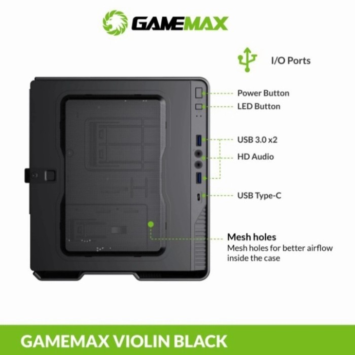 Terbatas Casing Komputer Mini Itx Gamemax Violin Ultra Slim Include Psu 180W