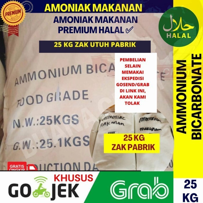 

Amoniak Makanan 25 KG ZAK KHUSUS GOSEND HALAL / Amoniak Kue