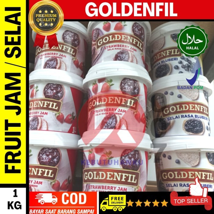 

Goldenfil Stawberry Blueberry Fruit Jam 1kg / Selai Stoberi Bluberi Ra