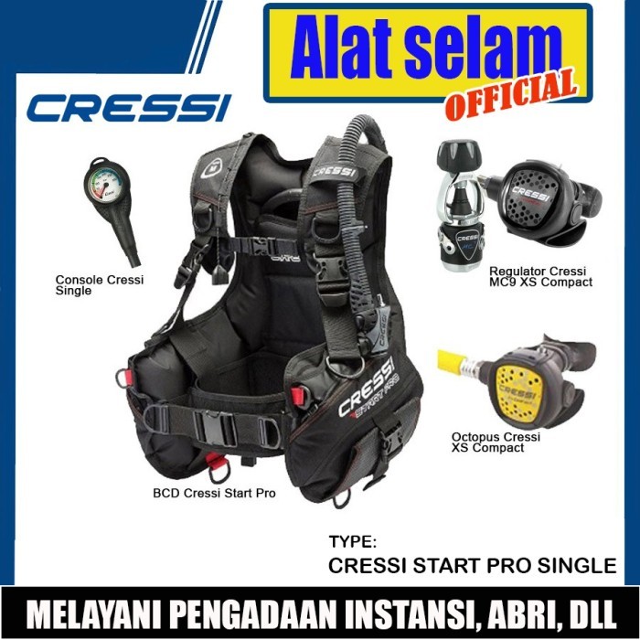 BERKUALITAS BCD Set Cressi Start Pro V2.0 Profesional Regulator Octopus Diving READY STOK