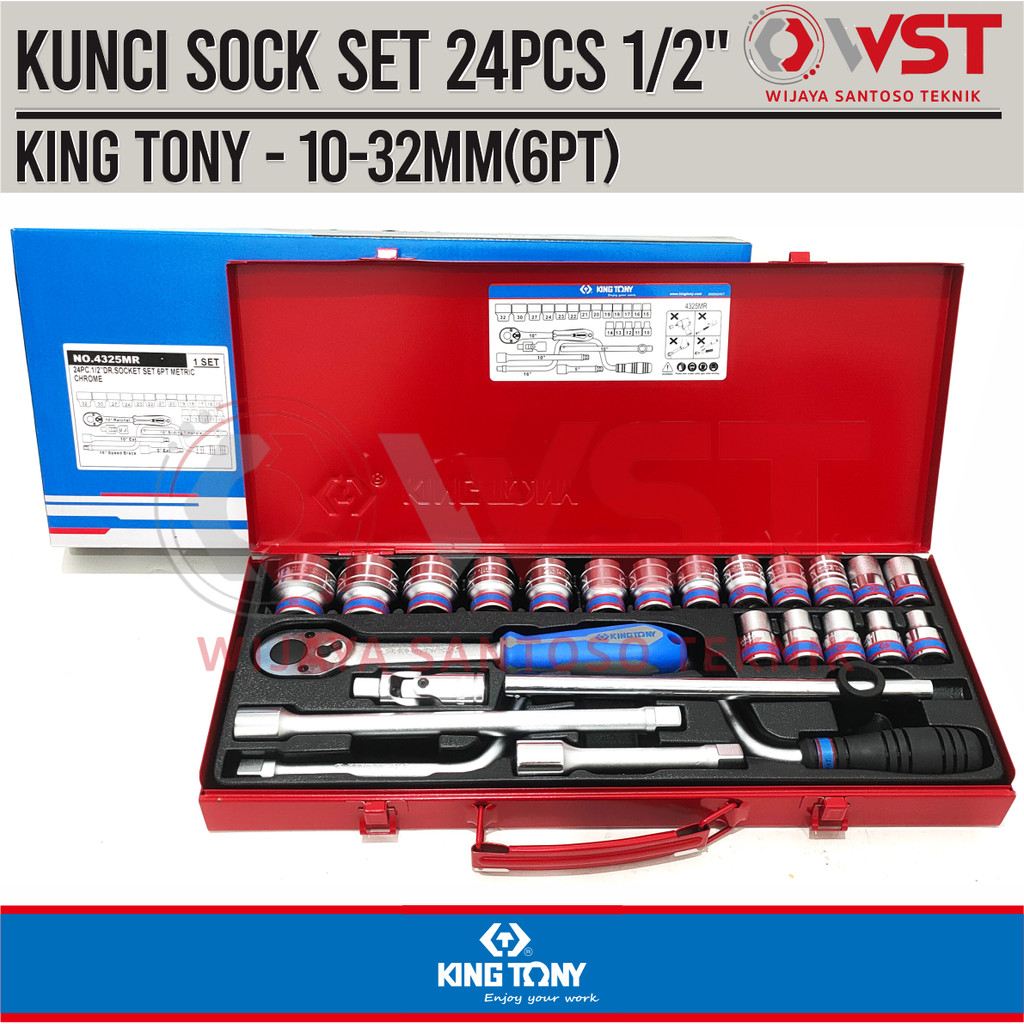 King Tony Kunci Sock Set 10-32 mm 24pcs 1/2" 6pt / Sok Set 10-32mm