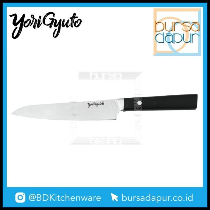 Yori Gyuto Utility Knife 15 Cm / Pisau Stainless Steel Gagang Hitam