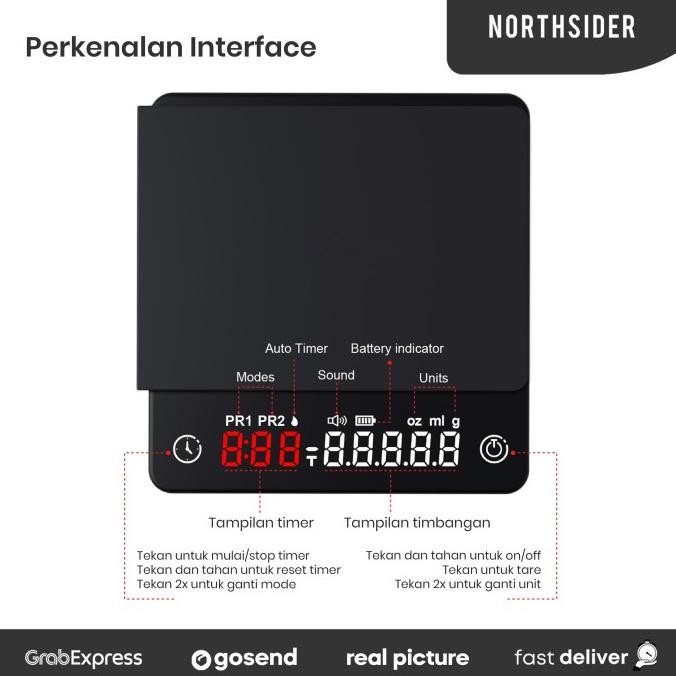 

Timbangan kopi digital coffee scale smart nano type-c espresso - KC200