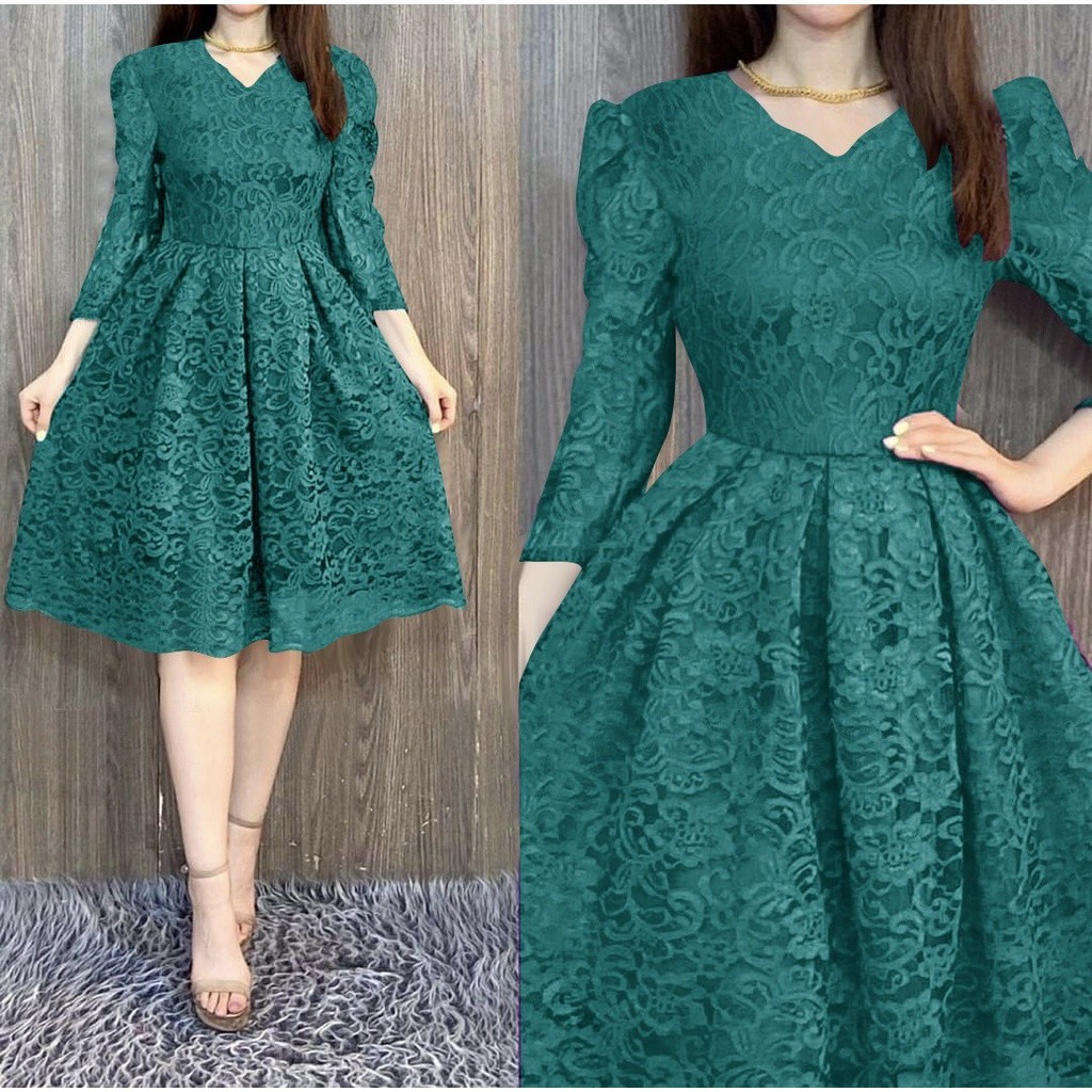 Dress Pendek Wanita Natal Selutut Korean Style Pakaian Gereja Keluarga Dresss Hari Raya 2025 Dres Br
