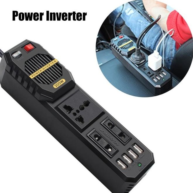 Converter Listrik Mobil Car Power Inverter Dc 12 To Ac 220V 200W Bygd Terbaik