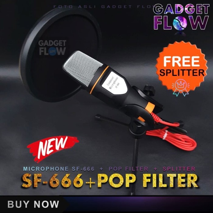 Terbaru Paket Microphone Mic Condenser Stand Sf666 Sf 666 Pop Filter