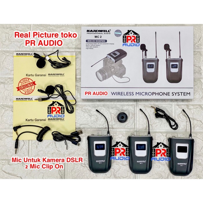 Terlaris Mic Wireless Hardwell Mc 2 / Mc2 (Original) Mic Kamera Dslr Clip On 