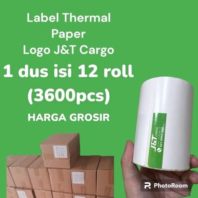 

TERLARIS - Kertas Thermal Label Barcode JNT Cargo 1 DUS isi 12 Roll 100x100mm