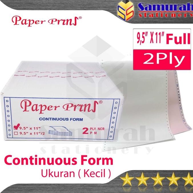 

TERMURAH - Kertas Continuous Form Paper Prins 9,5 x 11 full Atau Bagi 2 / K 2 Ply