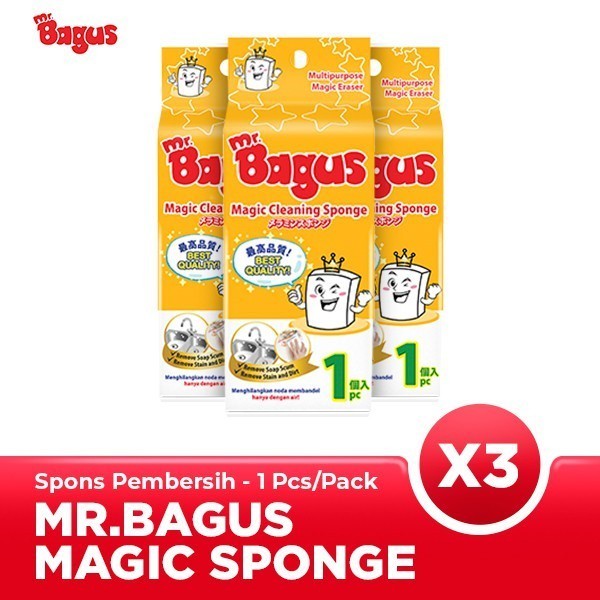 [Triple Pack] Mr. Bagus Spons Ajaib Serbaguna Magic Sponge 3 Packs (1 Pcs/Pack)