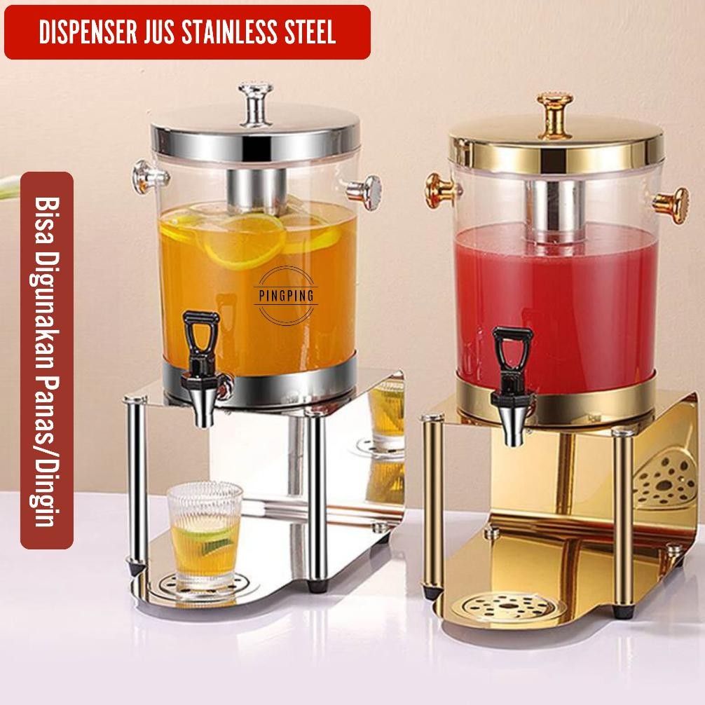 Dispenser numan Stainless Steel untuk Komersial dan Rumah Tangga dengan Keran, Mesin Jus Buah, Jeruk