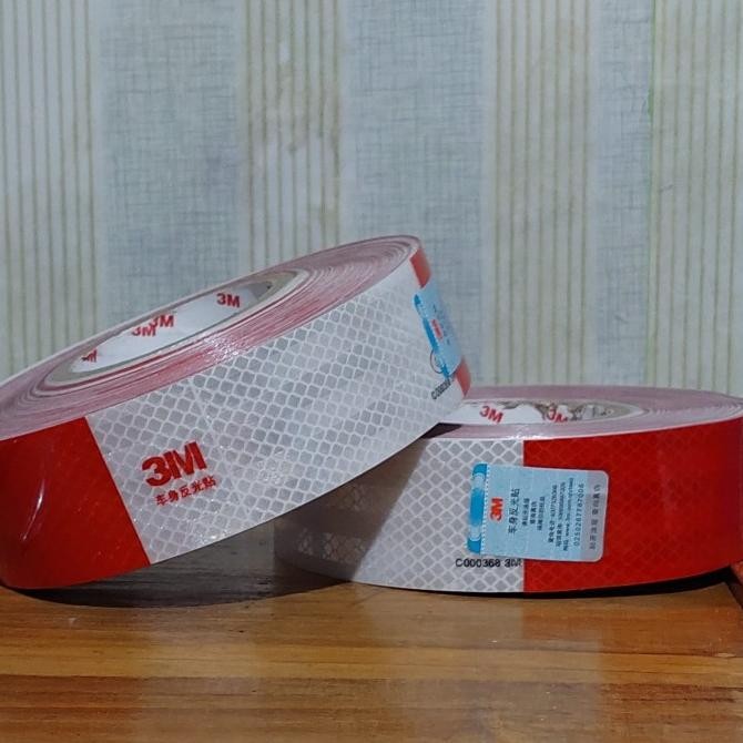 Scotlite Reflective Diamond Grade 3M-Stiker Merah Putih 3M 2"X45 Mtr