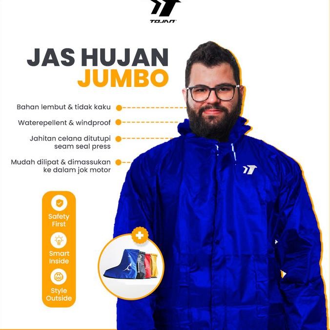 HARGA DISKON Jas Hujan Jumbo Tojan Set Jas Sepatu Mantel Ujan Pria Wanita Size XXXL