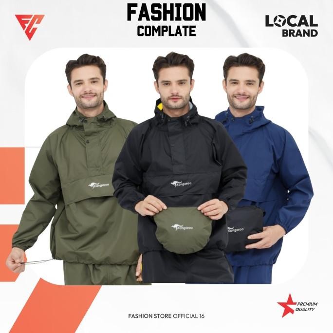 HRG DISKON Jaket Jas Hujan Jumbo Pria Wanita Dewasa Setelan Mantel Saku Kangaroo