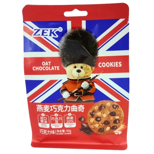 

S19431 ZEK OAT CHOCOLATE COOKIES 90GR POUCH MAJU BERSAMA (20250423)