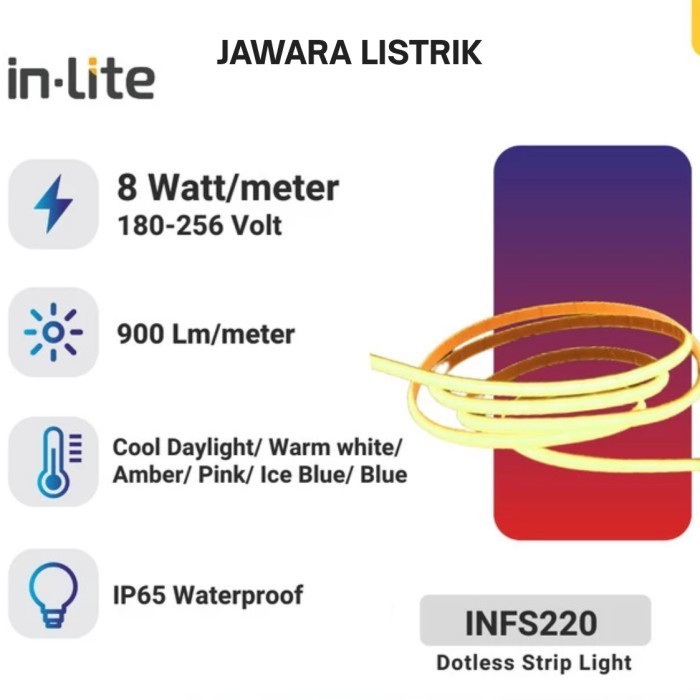 MURAH INLITE INFS220 IP65 220V 8 WATT/M LED STRIP DOTLESS METERAN PERMETER