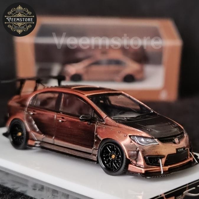 Die Cast 1:64 Honda Civic FD2 Bronze [Time Micro] High Wing