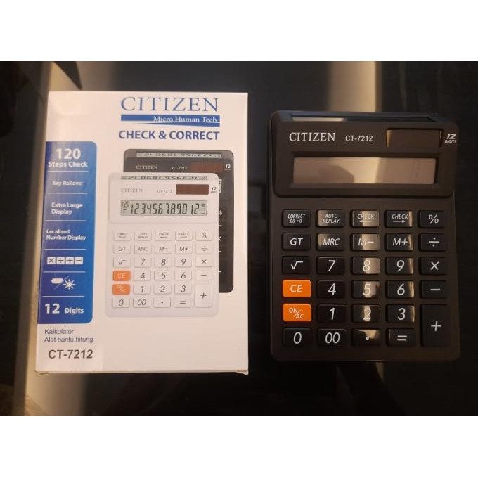 

TERSEDIA KALKULATOR CITIZEN CT-7212 - CALCULATOR 2 DISPLAY LAYAR / CHECK ULANG CT7212 12DIGIT